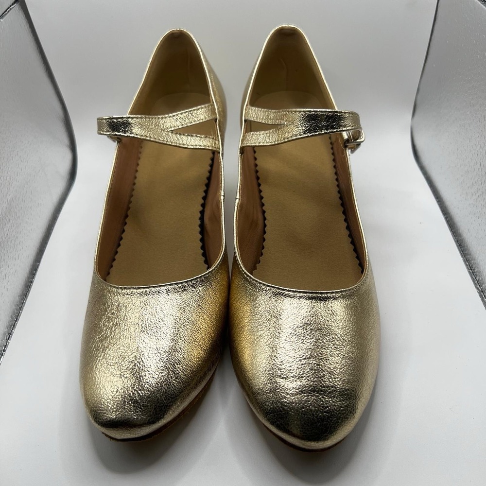 NEW Dance And Sway Women's Size 9 Gold Shoes Cuban Heel 2.3"
